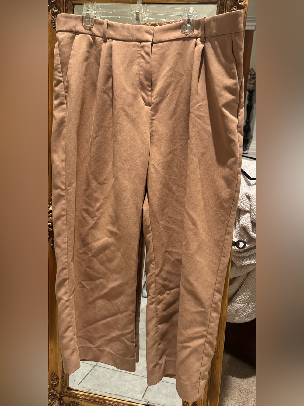 A&F Classic Pleated Dress Pants in Light Brown